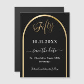 50e verjaardag zwart goud Save the Date magneet (Voorkant / Achterkant)