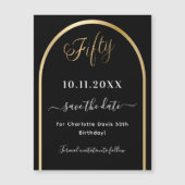 50e verjaardag zwart goud Save the Date magneet (Voorkant)