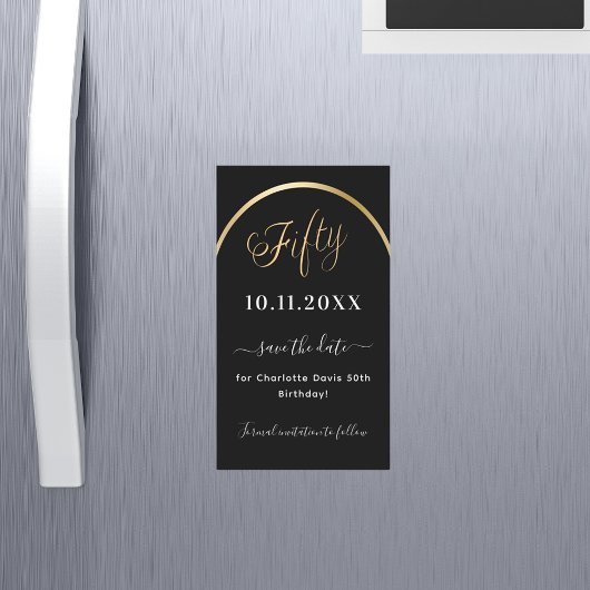 50e verjaardag zwart goud Save the Date magneet