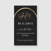 50e verjaardag zwart goud Save the Date magneet (Voorkant)