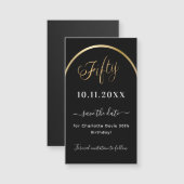 50e verjaardag zwart goud Save the Date magneet (Voorkant / Achterkant)