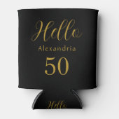 50e verjaardag zwart goud verjaardag feestje gunst blikjeskoeler (Voorkant)