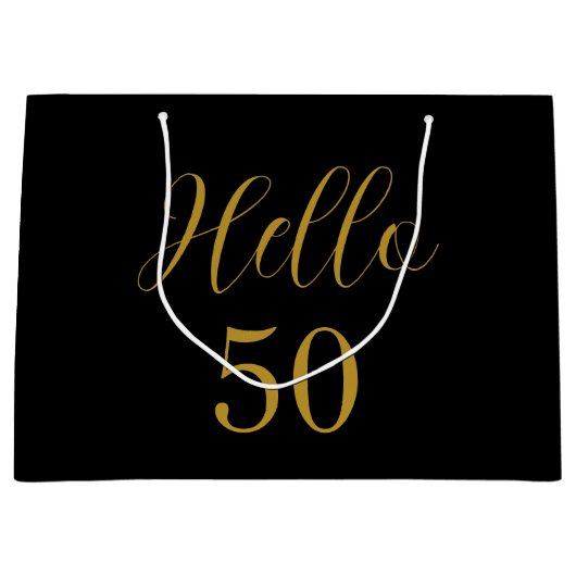 50e verjaardag zwart goud verjaardag feestje gunst groot cadeauzakje (Voorkant)
