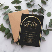 50e verjaardag Zwart Gouden Ark Elegant script Kaart