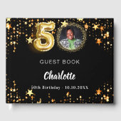 50e verjaardag zwart gouden sterren foto gastenboek (Voorkant)