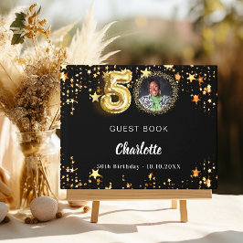 50e verjaardag zwart gouden sterren foto gastenboek