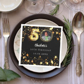 50e verjaardag zwart gouden sterren foto servet