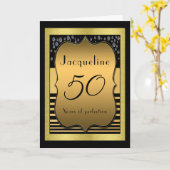 50e verjaardag zwart-goudWenskaart Kaart (Gele Bloem)
