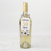 50e Verjaardag Zwart Grijs Goud Glitter Confetti Flessenhanger (Op fles)