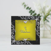 50e verjaardag zwart, heldere Chartreuse Gold Kaart (Staand voorkant)