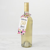 50e verjaardag Zwart Hot Pink Gold Glitter Confett Flessenhanger (Schuin)