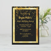50e verjaardag zwart met faux Gold lijst Kaart (Staand voorkant)