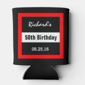 50e verjaardag zwart met rood Lijst geometrische Z Blikjeskoeler (Achterkant)