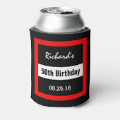 50e verjaardag zwart met rood Lijst geometrische Z Blikjeskoeler (Blikje Achterkant)