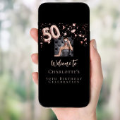 50e verjaardag zwart roos goud foto sterren welkom poster