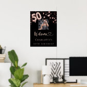 50e verjaardag zwart roos goud foto sterren welkom poster (Thuiskantoor)