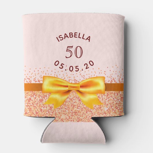 50e verjaardag zwart roze gouden boegnaam blikjeskoeler (Achterkant)