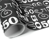 50e verjaardag Zwart Typografisch Cadeaupapier (Rol Hoek)