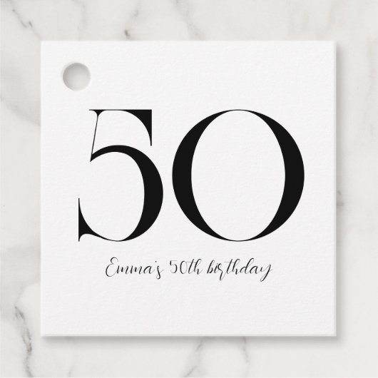 50e verjaardag zwart-wit bedankjes labels (Voorkant)