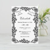 50e verjaardag zwart-wit botanische bloem kaart (Staand voorkant)