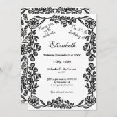 50e verjaardag zwart-wit botanische bloem kaart (Voorkant / Achterkant)