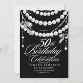 50e verjaardag Zwart & Wit Elegant Kaart (Voorkant)