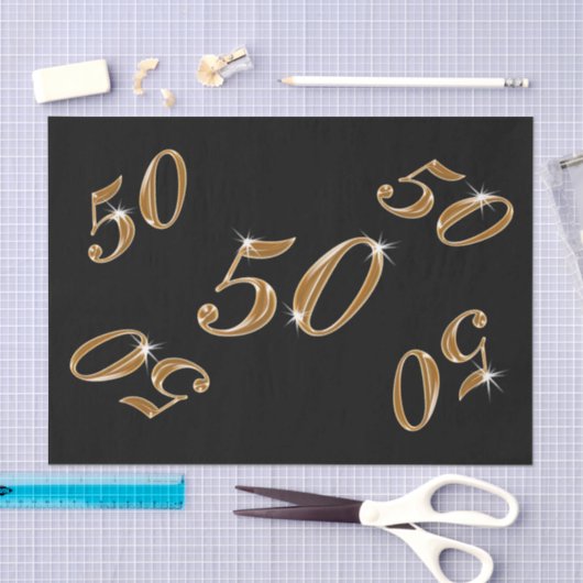 50e verjaardag zwart-wit en goudpapier tissuepapier (Craft)