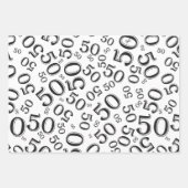 50e verjaardag zwart-wit nummerpatroon 50 inpakpapier vel (Voorkant)