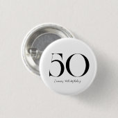 50e verjaardag zwart-wit ronde button 3,2 cm (Voorkant /achterkant)