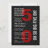 50e verjaardag zwart wit rood BIG VIJF OH! W1489 Kaart (Voorkant)