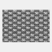 50e verjaardag zwart wit streepjes type inpakpapier vel (Voorkant 3)