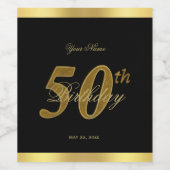 50e verjaardag zwart-witlabel en gouden waslabel wijn etiket (Enkel label)