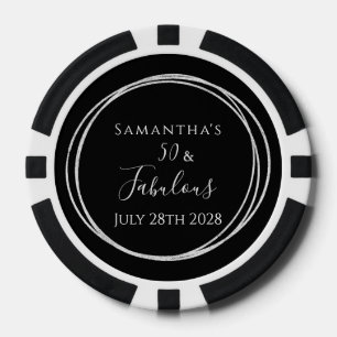 50e verjaardag Zwart Zilver 50 en Fabulous Feest Poker Chips