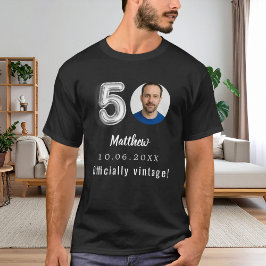 50e verjaardag zwart zilver foto officieel vintage t-shirt