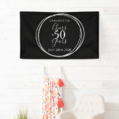 50e verjaardag zwart zilver gejuich 50 jaar feest spandoek (Insitu)