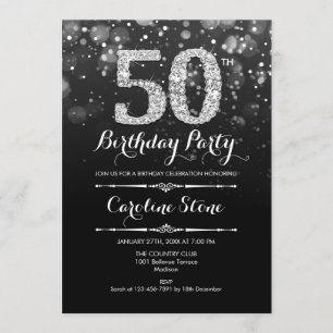 50e verjaardag - Zwart Zilver Kaart