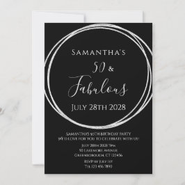 50e verjaardag Zwart Zilveren verjaardag Kaart