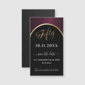 50e verjaardag zwarte bordeaux Save the Date magne (Voorkant / Achterkant)