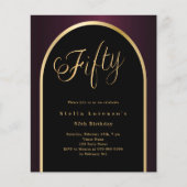 50e verjaardag zwarte Bourgondische gouden boog ui (Voorkant)