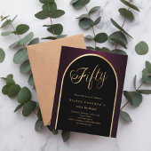 50e verjaardag zwarte Bourgondische gouden boog ui