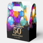 50e verjaardag Zwarte en gouden ballonnen Bedankdoosjes (Geopend)