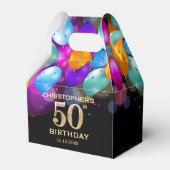 50e verjaardag Zwarte en gouden ballonnen Bedankdoosjes (Voorkant Zijde)