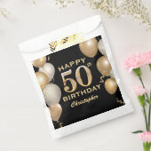 50e verjaardag Zwarte en gouden ballonnen Bedankzakje (Gezegeld)