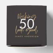 50e verjaardag zwarte en gouden eenvoudige elegant bedankdoosjes (Bovenkant)