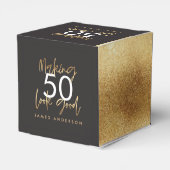 50e verjaardag zwarte en gouden eenvoudige elegant bedankdoosjes (Achterkant)