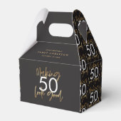 50e verjaardag zwarte en gouden eenvoudige elegant bedankdoosjes (Voorkant Zijde)