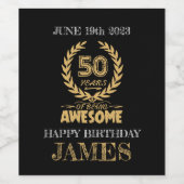 50e verjaardag zwarte en goudwijn wijn etiket (Enkel label)