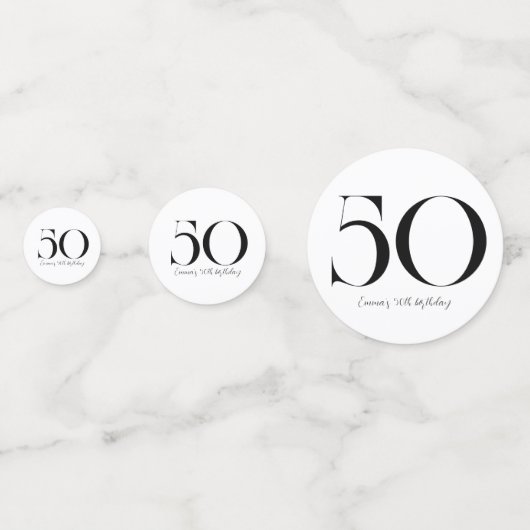 50e verjaardag zwarte en witte Confetti (Achterkanten)