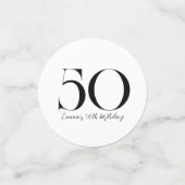 50e verjaardag zwarte en witte Confetti (Kleine voorkant)