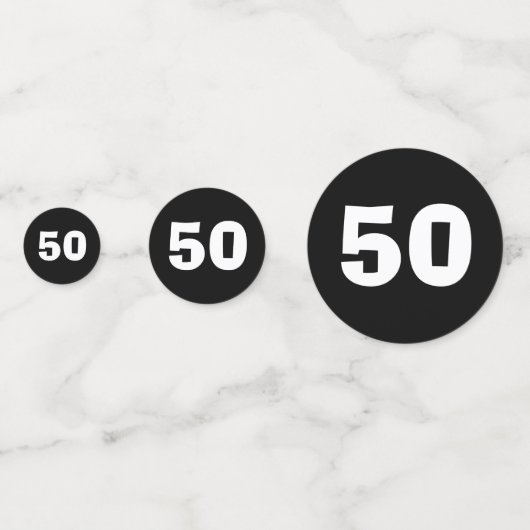 50e verjaardag zwarte en witte Confetti (Achterkanten)